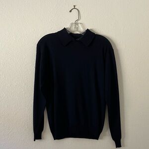 Blue Collared Merino Wool Talbots Sweater